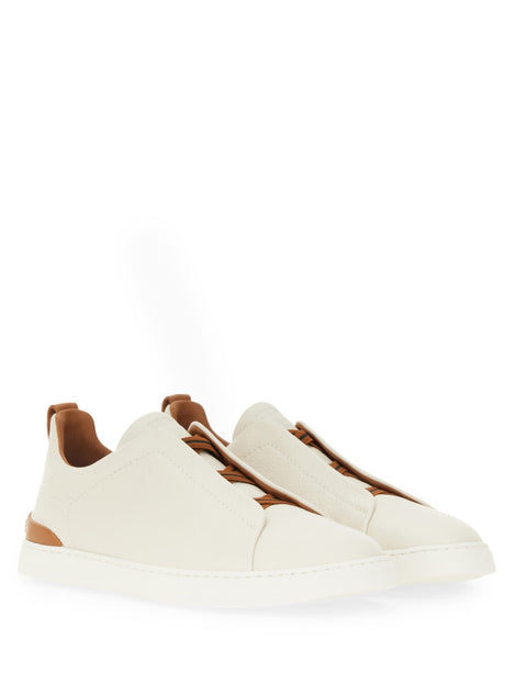 ZEGNA Triple Stitch Leather Sneakers for Men