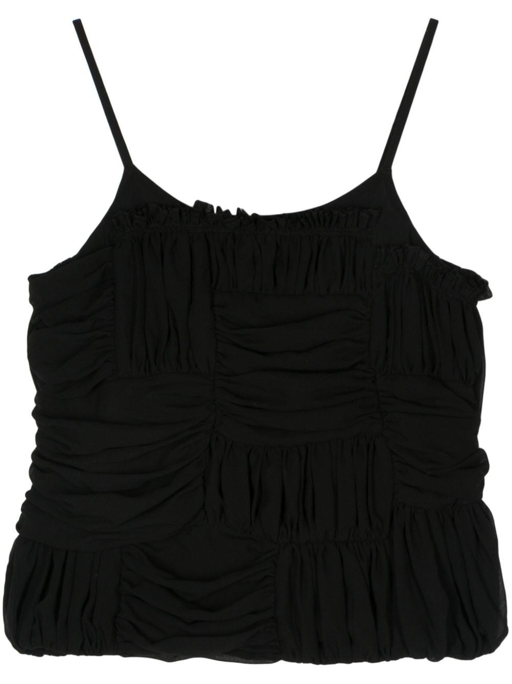 COMME DES GARÇONS Black Ruffled Detailing Round Neck Top for Women - SS24