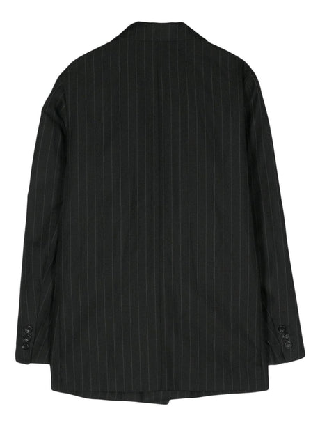 黑色直條紋單排扣西裝外套