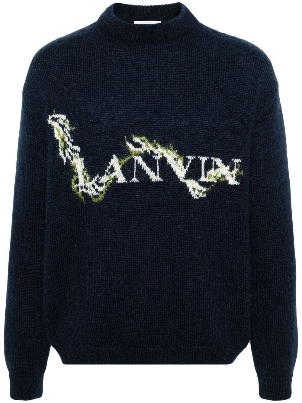 LANVIN Men's Thunder Mohair Mock Neck Knitwear for SS24