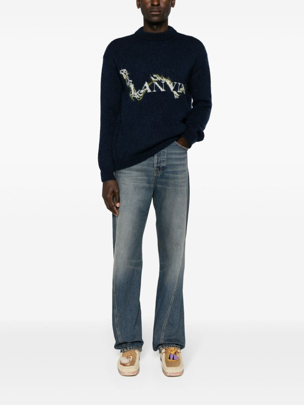 LANVIN Men's Thunder Mohair Mock Neck Knitwear for SS24