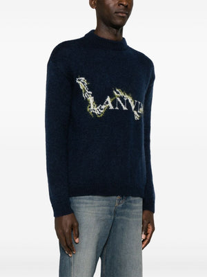 LANVIN Men's Thunder Mohair Mock Neck Knitwear for SS24