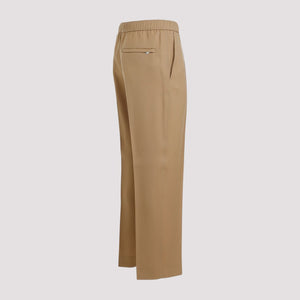 LANVIN Men's Beige Tapered Elasticated Trousers for SS24 Collection