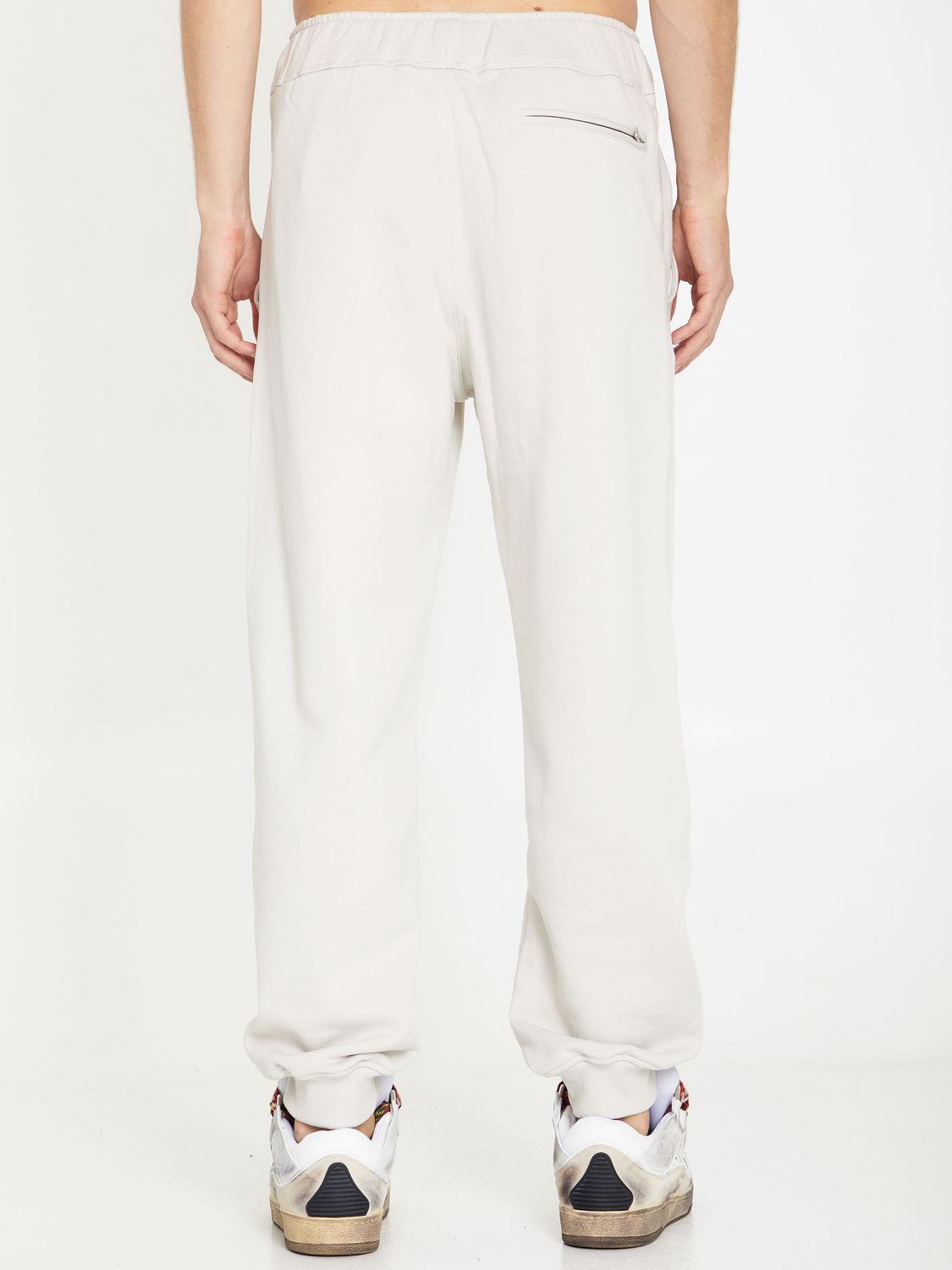 LANVIN Relaxed Fit Cotton Fleece Joggers with Curb Drawstring - Putty Color