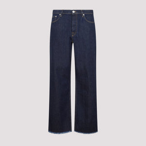LANVIN Frayed Hem Cotton Denim Jeans for Men in Blue - FW23