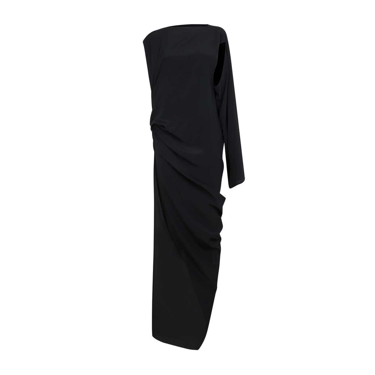 فستان أسود أنيق للنساء مصنوع من مزيج فاخر من الأقمشة