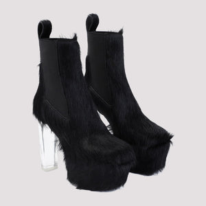 RICK OWENS Black Minimal Grill Beatle 65 Boots for Women - SS24