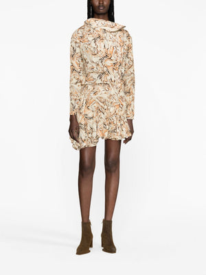 ISABEL MARANT Abstract-Print Silk Minidress for Women in Tan - FW23 Collection