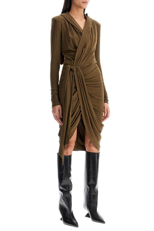 ISABEL MARANT Asymmetrical Mini Dress with Hood and Waist Tie