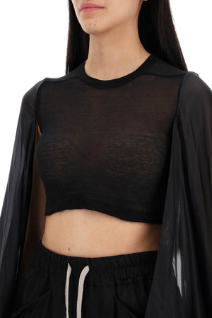 RICK OWENS Stylish Black Cropped Top with Cape Sleeves for Women - SS24