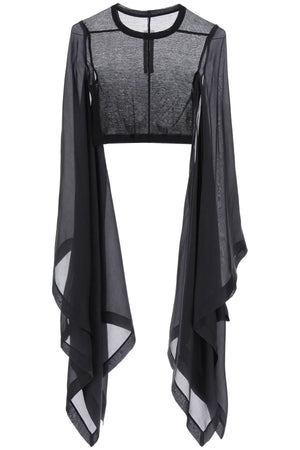 RICK OWENS Stylish Black Cropped Top with Cape Sleeves for Women - SS24