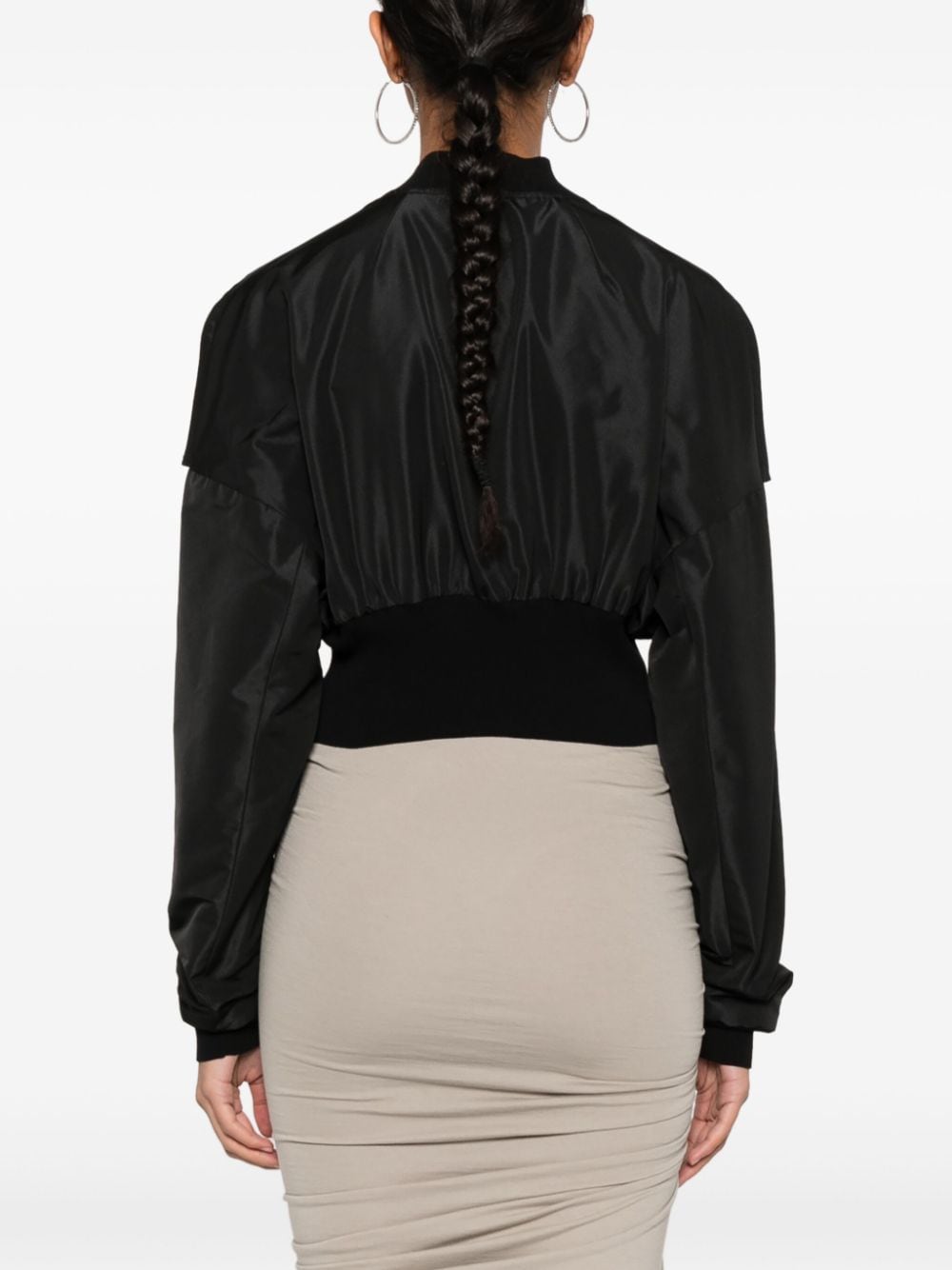 RICK OWENS Black Cropped Bomber Jacket for Women, Spring/Summer 2024 Collection