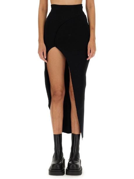 RICK OWENS Asymmetrical Mini Skirt with Elastic Waistband