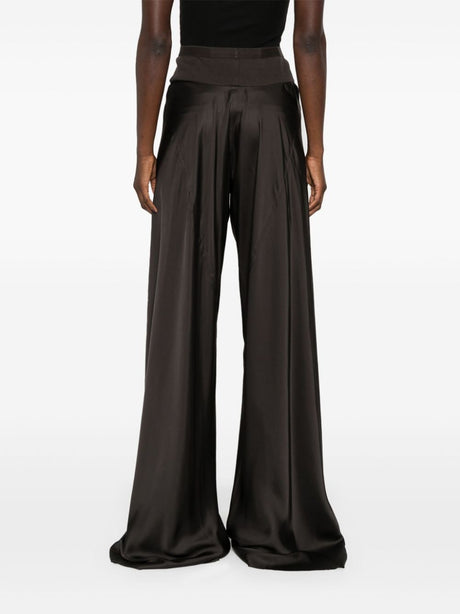 RICK OWENS Floor-Length Straight Leg Trousers with Elasticated Waistband