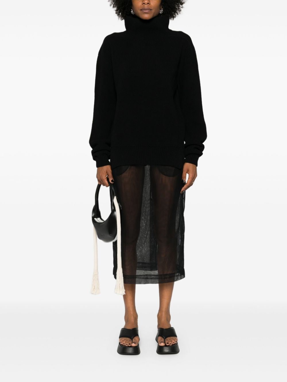 RICK OWENS Elegant Black Wool Turtleneck Sweater