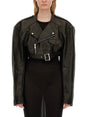 RICK OWENS Cropped Lamb Leather Biker Jacket for Women