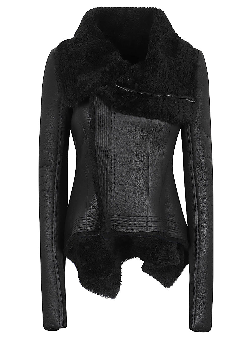 RICK OWENS Sheepskin Asymmetric Biker Jacket