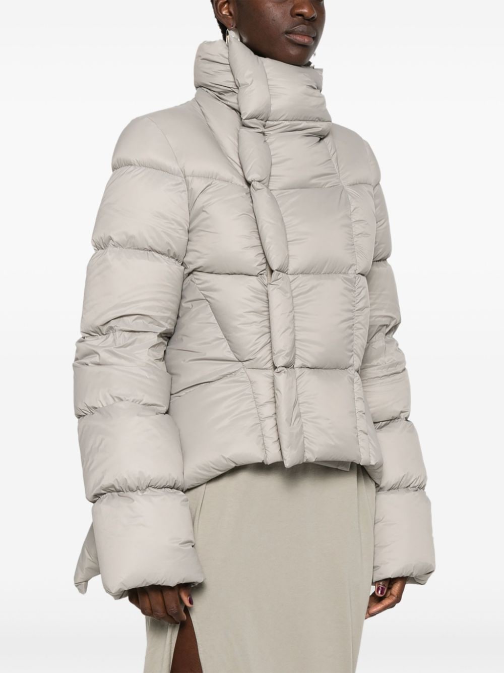 RICK OWENS Chic Funnel-Neck Cropped Puffer Jacket