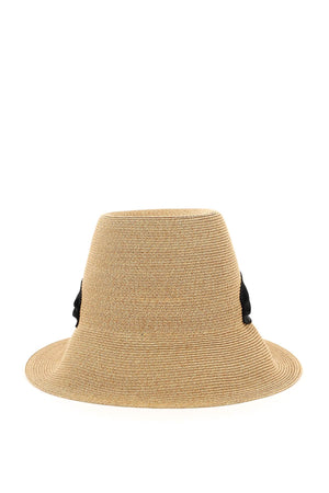 ROGER VIVIER Woven Straw Hat with Crystal Broche Buckle