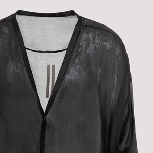 RICK OWENS Black Silk Men's Shirt for SS24 Fashion Season