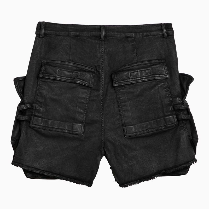 RICK OWENS Black Cotton Cargo Bermuda Shorts for Men