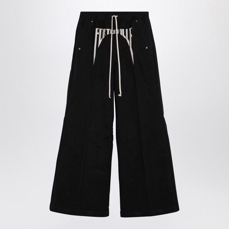 RICK OWENS Wide Cargo Trousers with Elastic Waist - Black