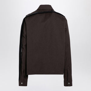 RICK OWENS Men's Shirt Jacket with Snap Front - Brown