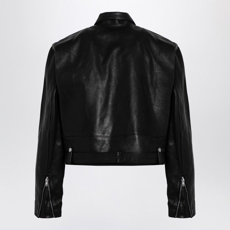 RICK OWENS Cropped Biker Jacket with Exposed Zips