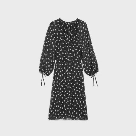 CELINE Silk Georgette Folk Mini Dress