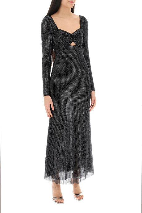 SELF-PORTRAIT Black Rhinestone-Embellished Maxi Dress