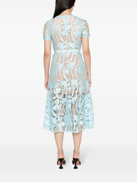 SELF-PORTRAIT Blue Lace Midi Dress - Women's SS24 Collection