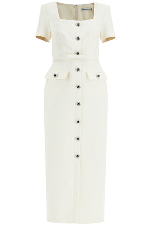 SELF-PORTRAIT Elegant Midi Dress with Jewel Button Detail