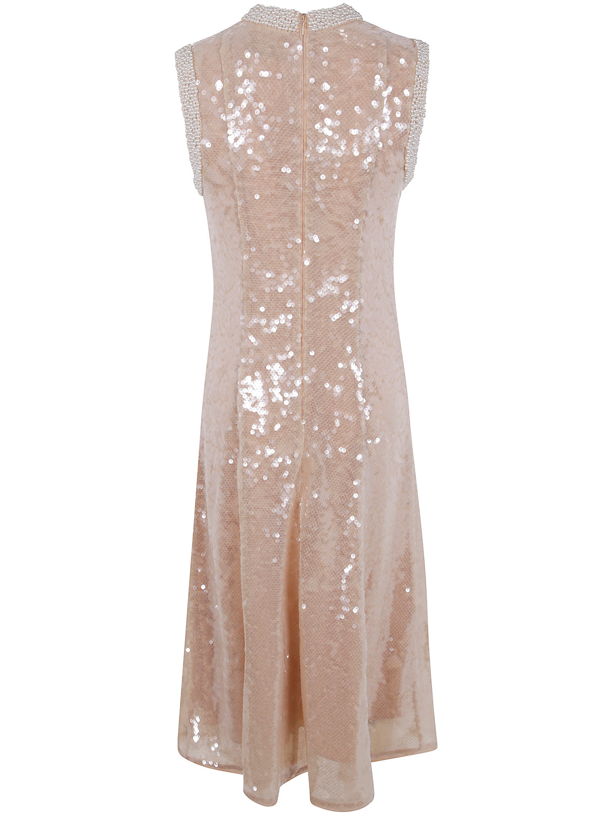 SELF-PORTRAIT Sequin Pearl Trim Midi Dress