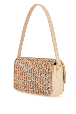 SELF-PORTRAIT Mini Satin Baguette Handbag with Crystal Mesh