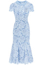 SELF-PORTRAIT Floral Lace Midi Dress with Flutter Sleeves - Women's Size 6