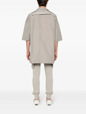 RICK OWENS Taupe Grey Strap-Detail Three-Quarter Sleeve Shirt for Men