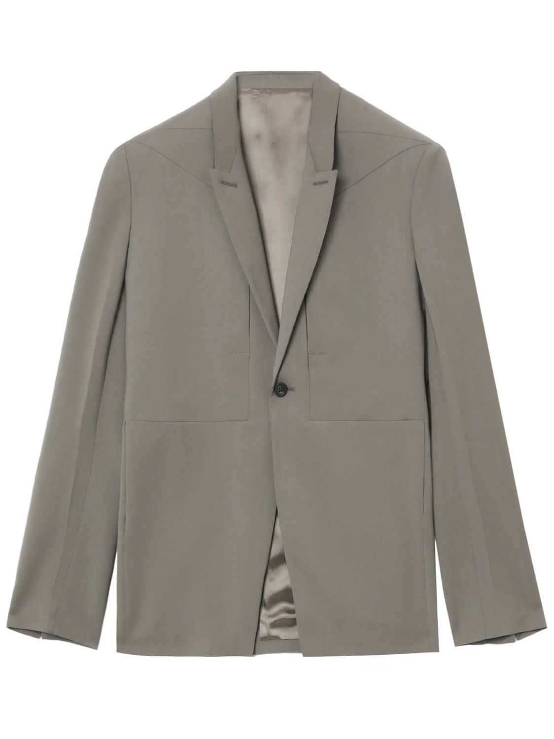 RICK OWENS Gray Single-Breasted Virgin Wool Blazer for Men