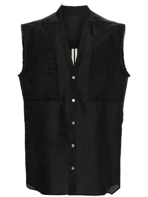 RICK OWENS RAW-CUT SILK BLEND VEST