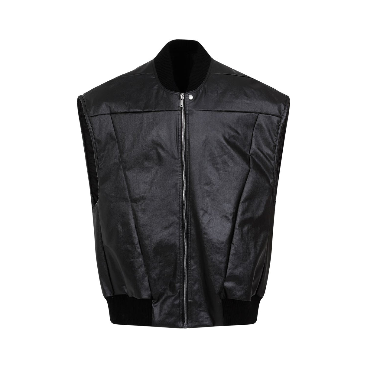 RICK OWENS Men's Black Jumbo Flight Denim Vest for SS24