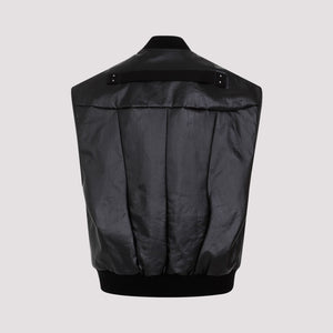 RICK OWENS Men's Black Jumbo Flight Denim Vest for SS24