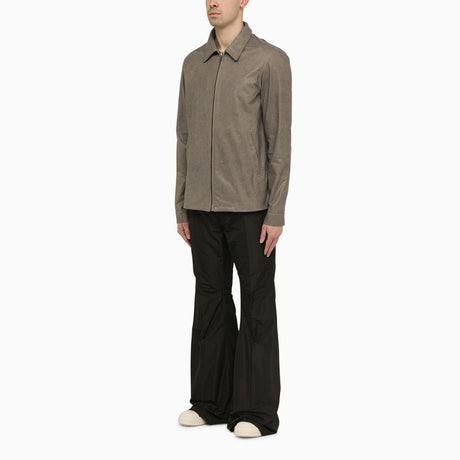 RICK OWENS Men's Tan Leather Shirt for SS24 Collection