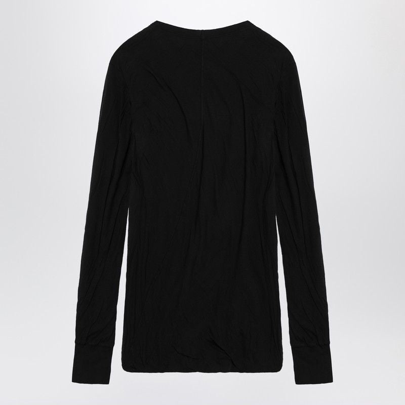 RICK OWENS Semi-Transparent Black Cotton T-Shirt