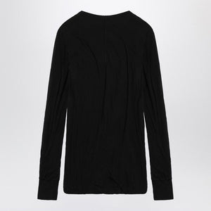 RICK OWENS Semi-Transparent Black Cotton T-Shirt