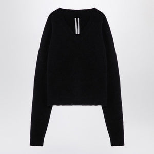 RICK OWENS Black V-Neck Wool Blend Sweater