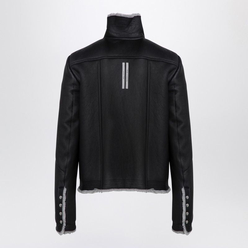 RICK OWENS Black Shearling Bauhaus Leather Jacket