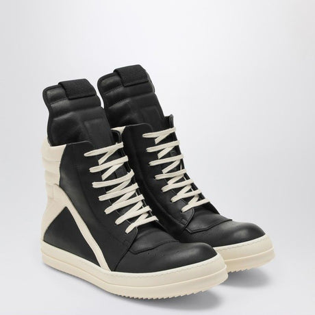 RICK OWENS GeoBasket High-Top Sneakers in Black and White