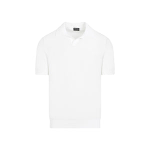 قميص بولو بكتان بيضاء للرجال - موسم SS24