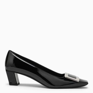 حذاء بامبس جلدي أسود للنساء | مجموعة ربيع/صيف 2024