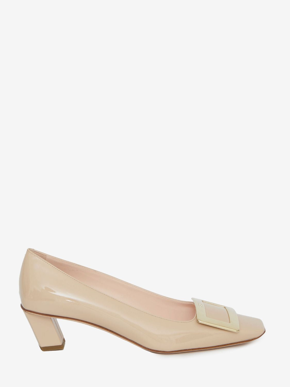 ROGER VIVIER Elegant Beige Patent Leather Pumps with Iconic Buckle - Heel 1.77 in