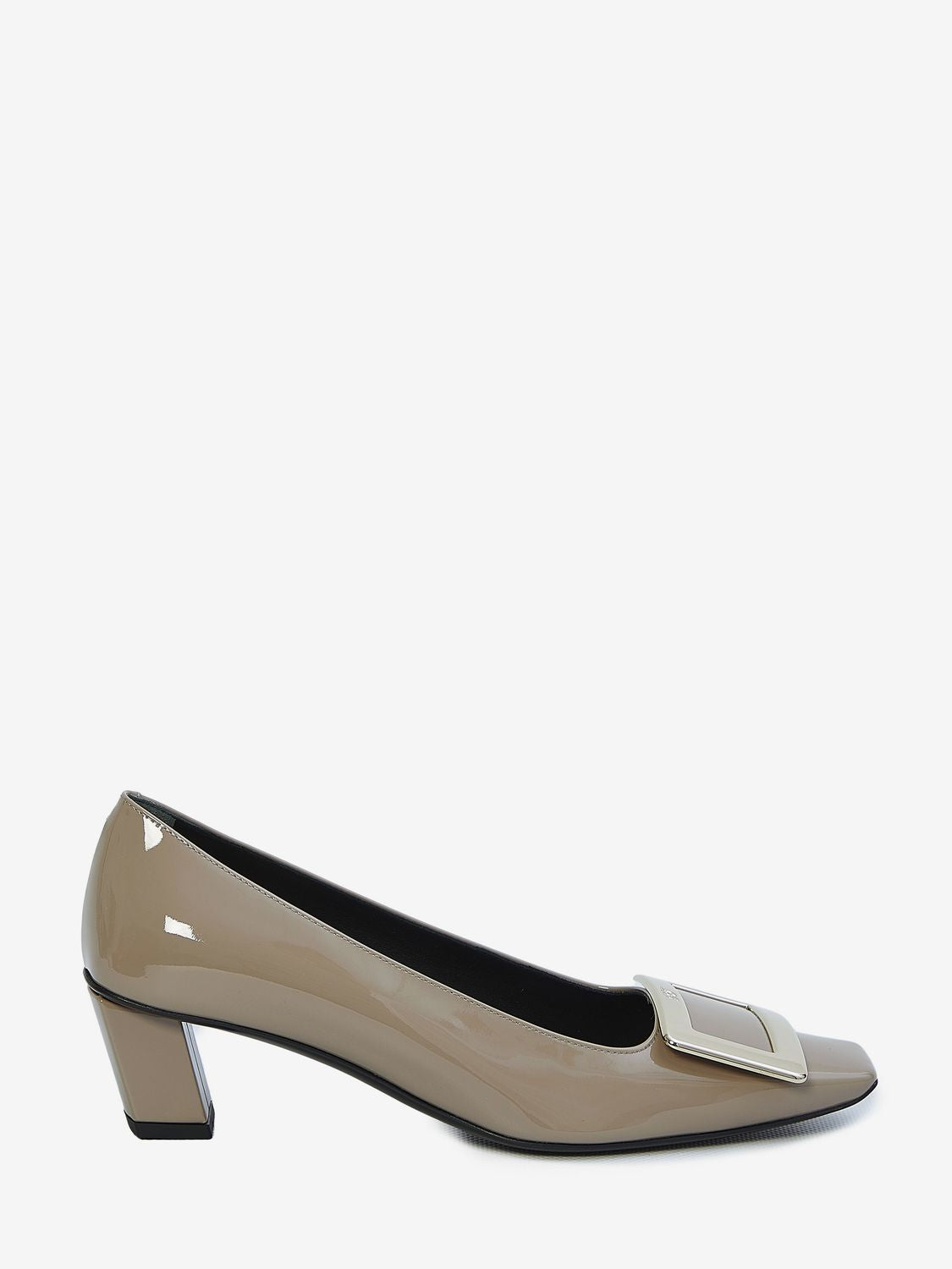 ROGER VIVIER Elegant Beige Patent Leather Pumps with Iconic Buckle - Heel 1.77 in